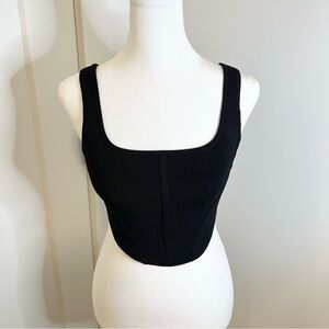 BABATON Black Ribbed Crop Top - Size XS